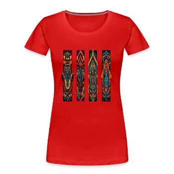 Geschnitzte Säulen Inkas und Azteken - Frauen Premium Bio T-Shirt - Rot - Vorne - Mia (176cm)
