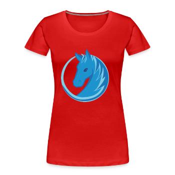 Pferd Logo Kreis Flat Design blau - Frauen Premium Bio T-Shirt - Rot - Vorne - Mia (176cm)
