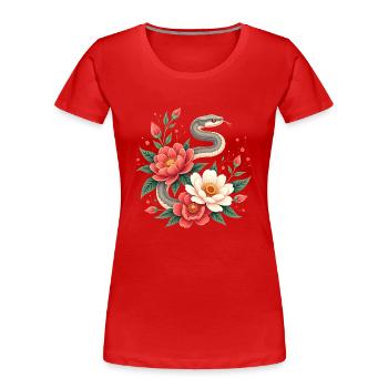 Happy Lunar New Year 2025 Year of The Snake - Frauen Premium Bio T-Shirt - Rot - Vorne - Mia (176cm)