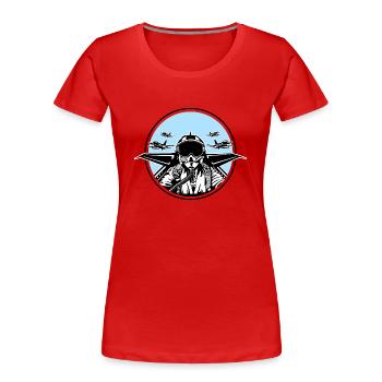 Jet Pilot / Fighter Pilot 01_white Black - Women's Premium Organic T-Shirt - red - Front - Mia (176cm)