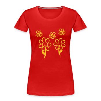 Bienchen und Blümchen - Frauen Premium Bio T-Shirt - Rot - Vorne - Mia (176cm)
