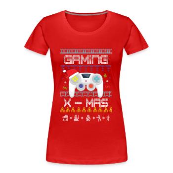 Gamer Weihnachtsoutfit Gaming X-MAS - Frauen Premium Bio T-Shirt - Rot - Vorne - Mia (176cm)
