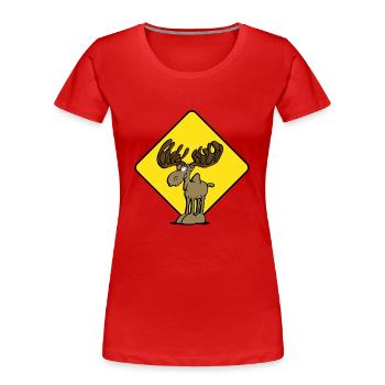 Vorsicht Elch Moose - Frauen Premium Bio T-Shirt - Rot - Vorne - Mia (176cm)
