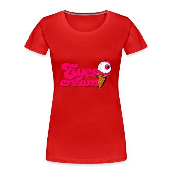 Eyescream Ice Cream Cone with Eye Eyeball Halloween - Women's Premium Organic T-Shirt - red - Front - Mia (176cm)