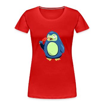 Frozen Pinguin isst Eis - Frauen Premium Bio T-Shirt - Rot - Vorne - Mia (176cm)