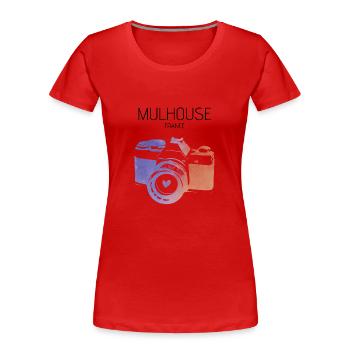 Caméra Mulhouse France - T-shirt bio Premium Femme - rouge - Devant - Mia (176cm)