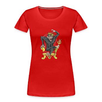 Bitcoin Monkey King - Beta Edition - Women's Premium Organic T-Shirt - red - Front - Mia (176cm)