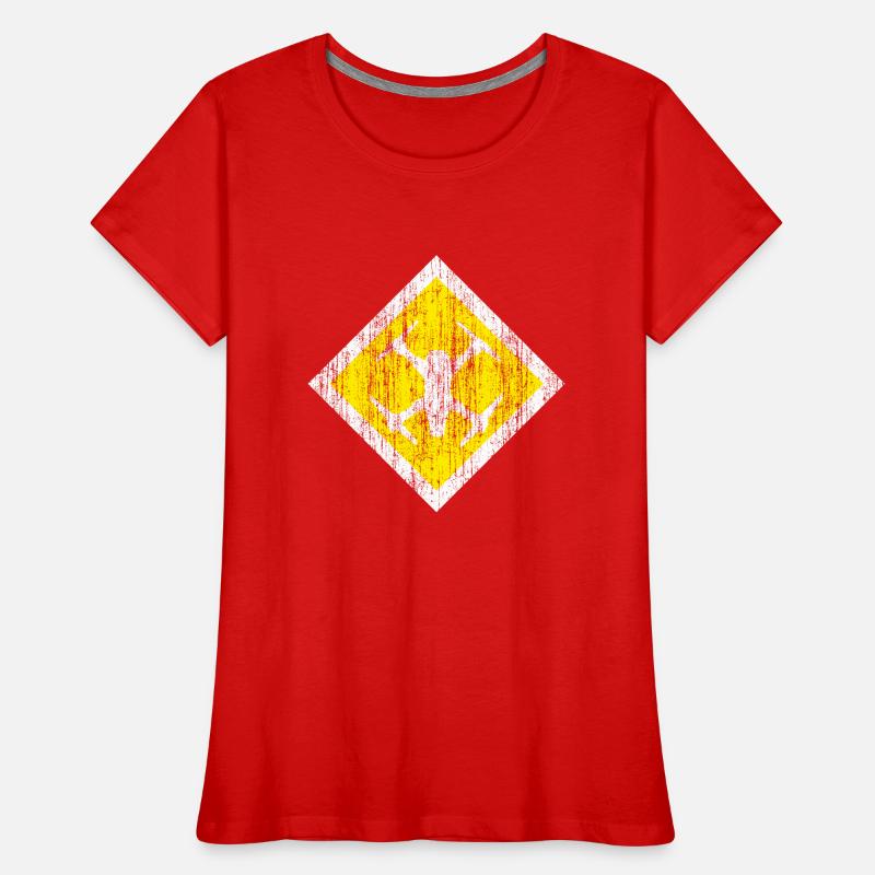 Cool drone shield in check shape on a yellow background Women's Premium Organic T-Shirt
