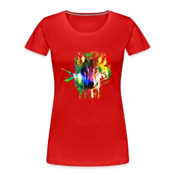 Wolf Splash Modern - Frauen Premium Bio T-Shirt - Rot - Vorne - Mia (176cm)