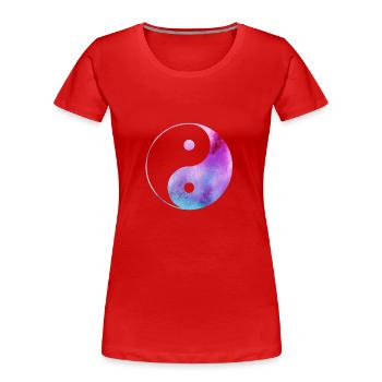 Yin Yang - Women's Premium Organic T-Shirt - red - Front - Mia (176cm)