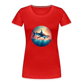 Ozeanischer Räuber Hai Shark - Frauen Premium Bio T-Shirt - Rot - Vorne - Mia (176cm)