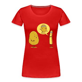 Potato fries diet gift birthday Christmas - Women's Premium Organic T-Shirt - red - Front - Mia (176cm)