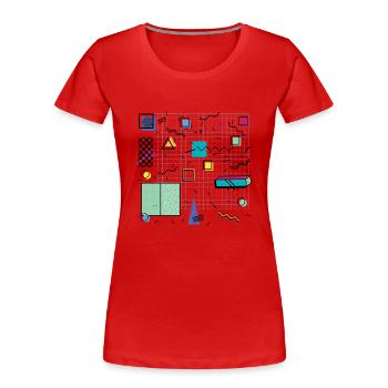 Eldram’s Eighties Abstract 01 - T-shirt bio Premium Femme - rouge - Devant - Mia (176cm)