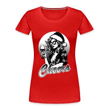Weihnachtsfeier Frau Wein , Ugly Christmas, Santa - Frauen Premium Bio T-Shirt - Rot - Vorne - Mia (176cm)