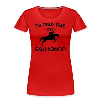 Ich kann nicht reiten - Frauen Premium Bio T-Shirt - Rot - Vorne - Mia (176cm)