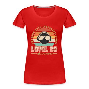 Level 29 - T-shirt bio Premium Femme - rouge - Devant - Mia (176cm)