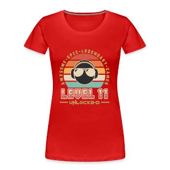 Level 11 - T-shirt bio Premium Femme - rouge - Devant - Mia (176cm)