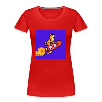 Pixel Hund auf Rakete Pixel Art - Frauen Premium Bio T-Shirt - Rot - Vorne - Mia (176cm)