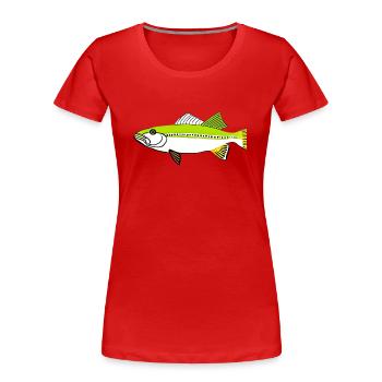 Trout - Women's Premium Organic T-Shirt - red - Front - Mia (176cm)