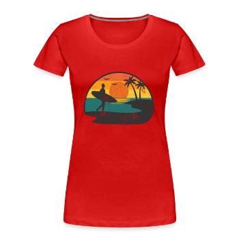 SURFER SURFEN SEE STRAND URLAUB SURFING KITE MOTIV - Frauen Premium Bio T-Shirt - Rot - Vorne - Mia (176cm)
