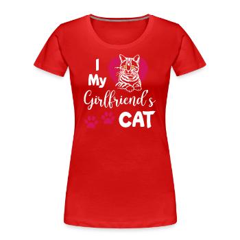 J’aime le chat de mes copines - T-shirt bio Premium Femme - rouge - Devant - Mia (176cm)