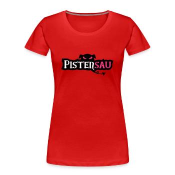 pistensau - Frauen Premium Bio T-Shirt - Rot - Vorne - Mia (176cm)