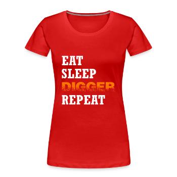 Excavatrice Excavatrice Godet Excavatrice Conducteur « digger » - T-shirt bio Premium Femme - rouge - Devant - Mia (176cm)