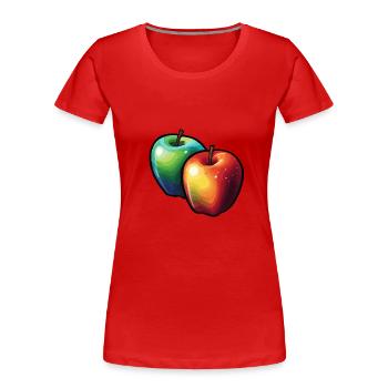 Apfel / Frucht / Obst / Gesund / Bio / Ernährung - Frauen Premium Bio T-Shirt - Rot - Vorne - Mia (176cm)