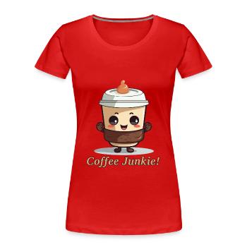 café junkie matin grincheux café accro bureau - T-shirt bio Premium Femme - rouge - Devant - Mia (176cm)