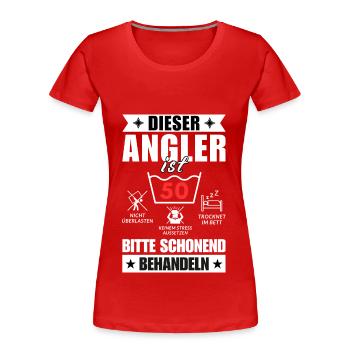 Dieser Angler ist 50. Schonend behandeln - Frauen Premium Bio T-Shirt - Rot - Vorne - Mia (176cm)