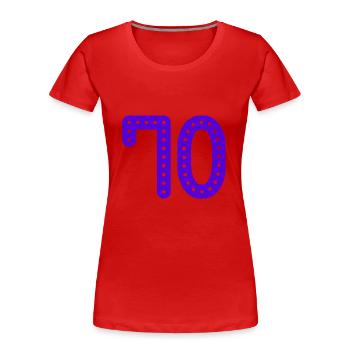 70 JAHRE. 70-JÄHRIGES JUBILÄUM. GEBURTSTAG 70 JAHRE. 70 - Frauen Premium Bio T-Shirt - Rot - Vorne - Mia (176cm)