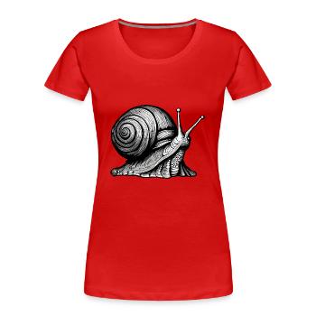 Snail / Animal / Crawling / Slimy / Slow - Women's Premium Organic T-Shirt - red - Front - Mia (176cm)