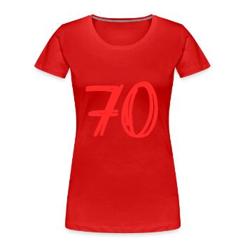70. 70 JAHRE. 70-JÄHRIGES JUBILÄUM. GEBURTSTAG 70 JAHRE. - Frauen Premium Bio T-Shirt - Rot - Vorne - Mia (176cm)