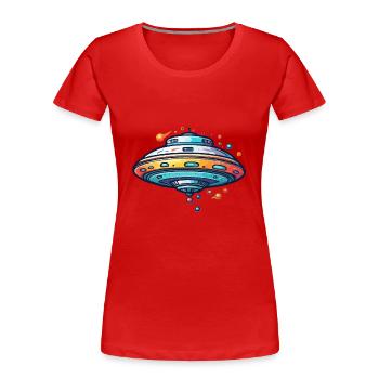 Alien / Raumschiff / Ufo / Area 51 / All / Mars - Frauen Premium Bio T-Shirt - Rot - Vorne - Mia (176cm)