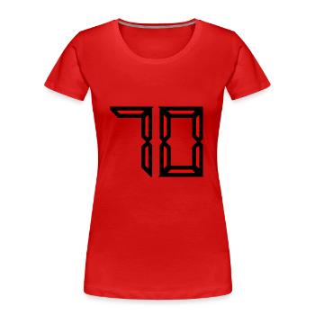 70 JAHRE. 70-JÄHRIGES JUBILÄUM. GEBURTSTAG 70 JAHRE. 70 - Frauen Premium Bio T-Shirt - Rot - Vorne - Mia (176cm)