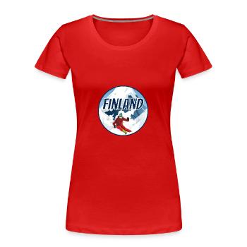 Finnland Ski Lappland Gebirge - Frauen Premium Bio T-Shirt - Rot - Vorne - Mia (176cm)