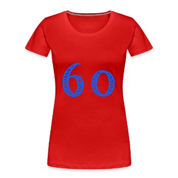 60 YEARS. 60th ANNIVERSARY. ANNIVERSARY 60 YEARS. 60 - Women's Premium Organic T-Shirt - red - Front - Mia (176cm)
