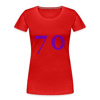 70 JAHRE. 70-JÄHRIGES JUBILÄUM. GEBURTSTAG 70 JAHRE. 70 - Frauen Premium Bio T-Shirt - Rot - Vorne - Mia (176cm)