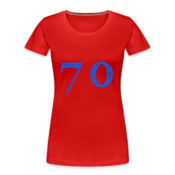 70 JAHRE. 70-jähriges JUBILÄUM. JUBILÄUM 70 JAHRE. 70 - Frauen Premium Bio T-Shirt - Rot - Vorne - Mia (176cm)