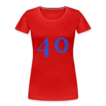 40 ANS. 40e ANNIVERSAIRE. ANNIVERSAIRE 40 ANS. 40 - T-shirt bio Premium Femme - rouge - Devant - Mia (176cm)