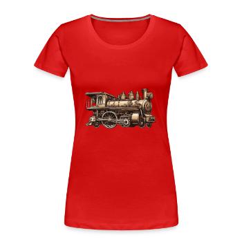 Zug / Lokomotive / Dampflok / Eisenbahn / Lock - Frauen Premium Bio T-Shirt - Rot - Vorne - Mia (176cm)