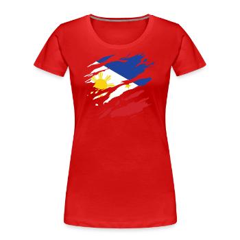 Philippinen - Nationalfahne, Kratzer, Risse - Frauen Premium Bio T-Shirt - Rot - Vorne - Mia (176cm)