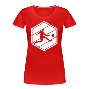 Women's Footballer Men Football Playing Football - Women's Premium Organic T-Shirt - red - Front - Mia (176cm)