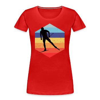 Langlauf Klassisch Langlauf Classic Langlauf Skati - Frauen Premium Bio T-Shirt - Rot - Vorne - Mia (176cm)