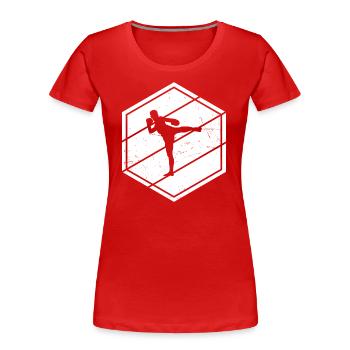Boxeur thaïlandais Muay Thai Boxe thaïlandaise Boxe thaïlandaise - T-shirt bio Premium Femme - rouge - Devant - Mia (176cm)