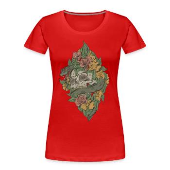 Motiv mit Schlange und Totenkopf - Frauen Premium Bio T-Shirt - Rot - Vorne - Mia (176cm)