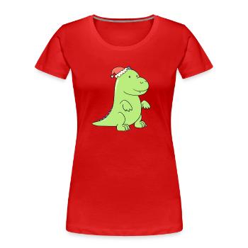 ein kleiner Dino ist verliebt - Frauen Premium Bio T-Shirt - Rot - Vorne - Mia (176cm)