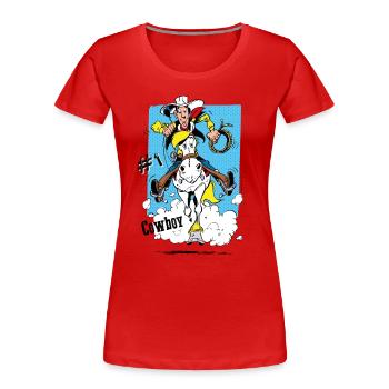 Lucky Luke Cowboy And Jolly On Tour - Women's Premium Organic T-Shirt - red - Front - Mia (176cm)