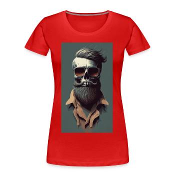 Hipster Skull - Women's Premium Organic T-Shirt - red - Front - Mia (176cm)