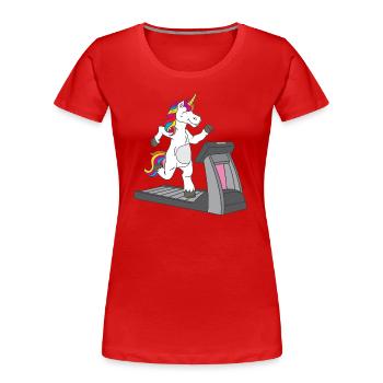 Licorne sportive sur le tapis roulant - - T-shirt bio Premium Femme - rouge - Devant - Mia (176cm)